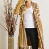 Fringe Hem Aztec Cardigan - Mustard