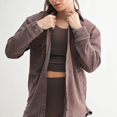 Snap-On Shacket with Pockets - Rich Soil