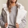 Casual Puffy Hoodie Vest - Ivory