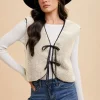 V-Neck Tie Detail Vest Coat - Cream