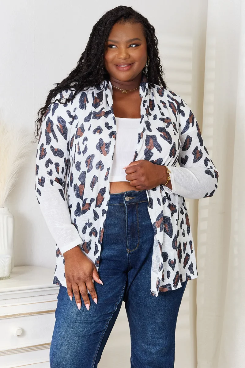 Leopard Long Sleeve Cardigan - White