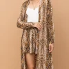 Snake Print Kimono Open Front Longline Cardigan - Snake