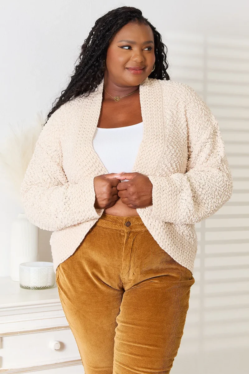 Open Front Long Sleeve Cardigan - Cream