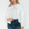 PU Leather Zip Up Jacket with Pockets - White