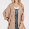 Open Front Batwing Sleeve Cardigan - Camel
