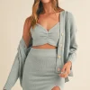 3 Pieces Sweater Set with Crop Cami