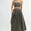 Floral Crop Top and Skirt Set - Black
