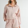 Half Zip Sweatshirt and Shorts Set - Pink