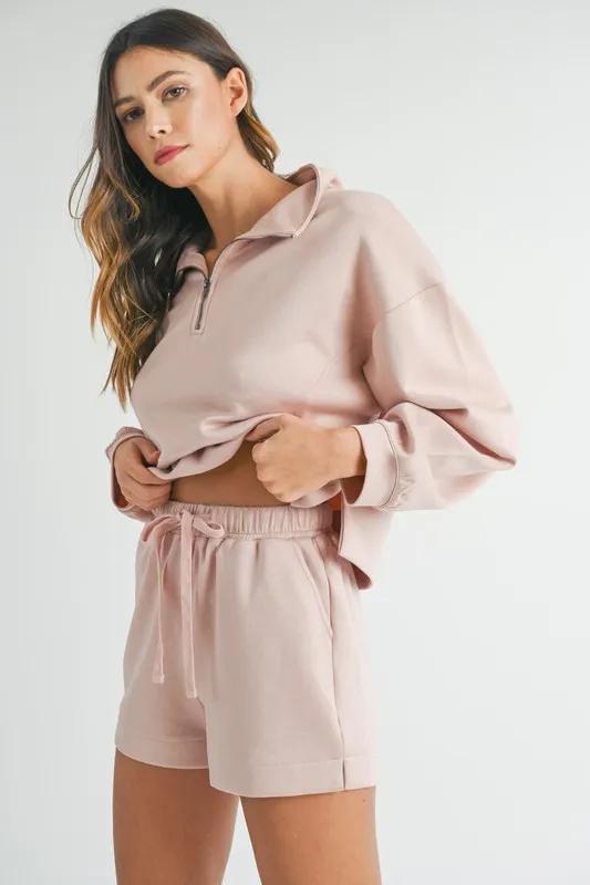 Half-Zip-Sweatshirt-and-Shorts-Set-Pink-3
