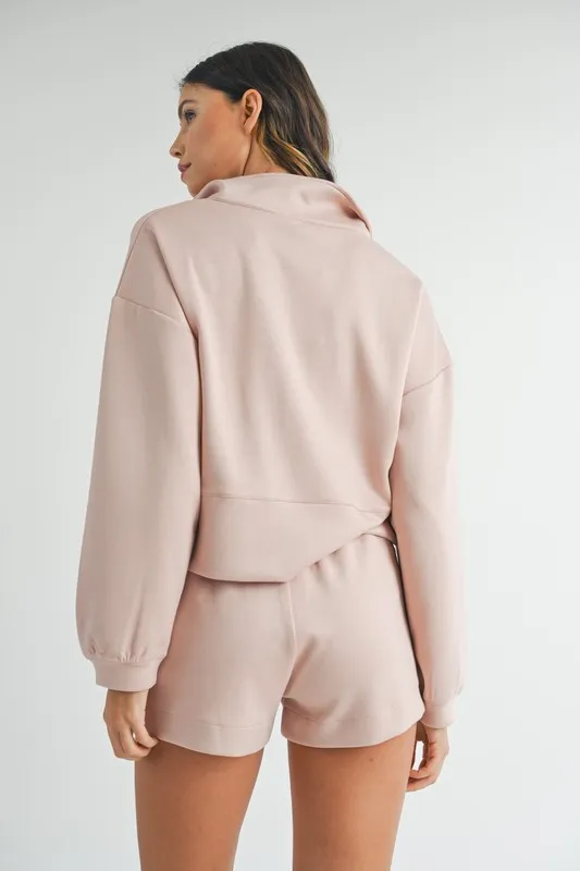 Half-Zip-Sweatshirt-and-Shorts-Set-Pink-4