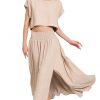 Heavy Woven Span Crop Tee & Skirt Set - Ash Mocha