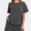 Rib Short Sleeve T-Shirt and Shorts Set - Dark Gray