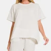 Rib Short Sleeve T-Shirt and Shorts Set - Off White