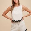 Ric Rac Trim Detailed Top & Shorts Set - Natural