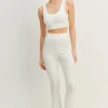 Waffle Tank and High Waist Flare Pants Set - White